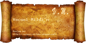 Vecsei Milán névjegykártya
