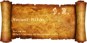 Vecsei Milán névjegykártya